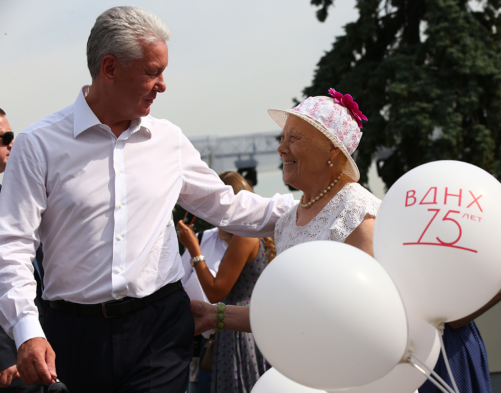 Мэр Москвы Сергей Собянин во время мероприятий, посвященных 75-летию ВДНХ
