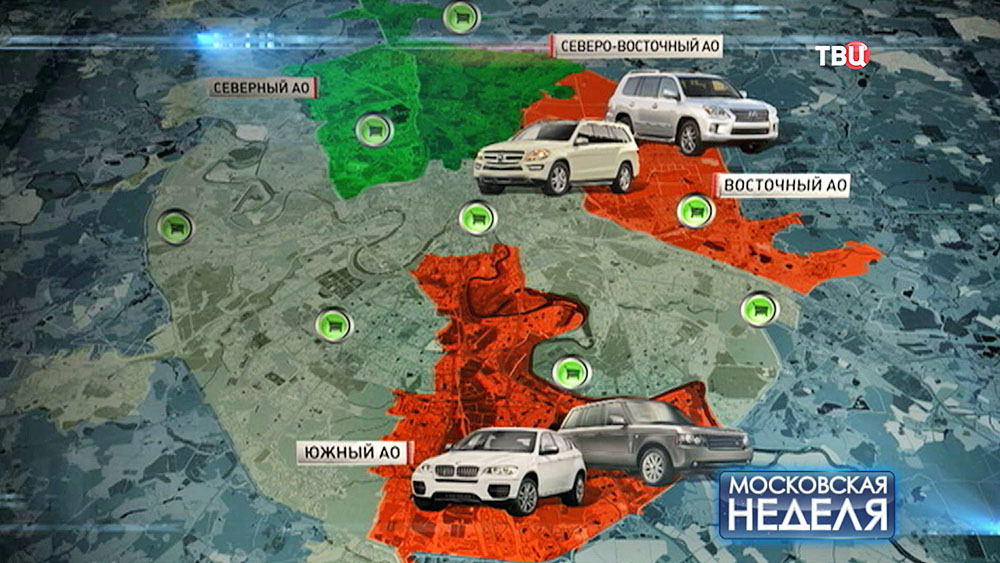 Карта частоты угона автомобилей в Москве Карта частоты угона автомобилей в Москве