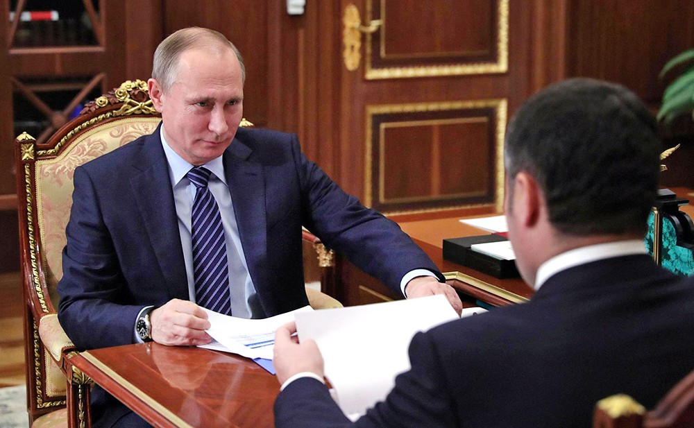 Президент России Владимир Путин и губернатор Тверской области Игорь Руденей Президент России Владимир Путин и губернатор Тверской области Игорь Руденей