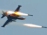 Штурмовик Су-25 ВВС Украины наносит ракетный удар Штурмовик Су-25 ВВС Украины наносит ракетный удар