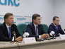 Алексей Миллер, Александр Новак и Сергей Куприянов во время пресс-конференции Алексей Миллер, Александр Новак и Сергей Куприянов во время пресс-конференции