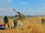 Залп гаубицы украинских войск Залп гаубицы украинских войск