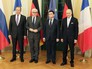 Министр иностранных дел Германии Франк-Вальтер Штайнмайер и главы МИД из Франции, Лоран Фабиус, России, Сергей Лавров, и Украины, Павел Климкин Министр иностранных дел Германии Франк-Вальтер Штайнмайер и главы МИД из Франции, Лоран Фабиус, России, Сергей Лавров, и Украины, Павел Климкин