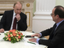 Президент России Владимир Путин и президент Франции Франсуа Олланд во время встречи в Кремле Президент России Владимир Путин и президент Франции Франсуа Олланд во время встречи в Кремле