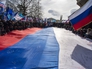 Участники торжественного митинга по случаю празднования годовщины "крымской весны" Участники торжественного митинга по случаю празднования годовщины "крымской весны"