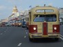 Колонна раритетных автобусов на Садовом кольце во время парада Колонна раритетных автобусов на Садовом кольце во время парада