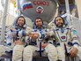 Участники основного экипажа МКС в составе (слева направо): астронавта ЕКА Андреаса Могенсена, космонавта Роскосмоса Сергея Волкова, космонавта Республики Казахстан Айдына Аимбетова во время комплексных экзаменационных тренировок Участники основного экипажа МКС в составе (слева направо): астронавта ЕКА Андреаса Могенсена, космонавта Роскосмоса Сергея Волкова, космонавта Республики Казахстан Айдына Аимбетова во время комплексных экзаменационных тренировок