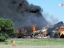 На месте столкновения двух товарных поездов в штате Техас, США На месте столкновения двух товарных поездов в штате Техас, США