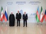 Президент России Владимир Путин, президент Азербайджана Ильхам Алиев и президент Ирана Хасан Рухани Президент России Владимир Путин, президент Азербайджана Ильхам Алиев и президент Ирана Хасан Рухани