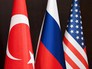 Флаги Турции, России и США Флаги Турции, России и США