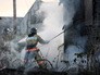 Пожарные на месте возгорания Пожарные на месте возгорания