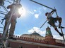 Монтаж сцены на Красной площади Монтаж сцены на Красной площади