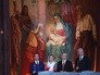 Владимир Путин, Дмитрий Медведев с супругой Светланой и Сергей Собянин во время пасхального богослужения Владимир Путин, Дмитрий Медведев с супругой Светланой и Сергей Собянин во время пасхального богослужения