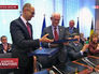 Премьер-министр Украины Арсений Яценюк и председатель европейского совета Херман Ван Ромпей подписали политический блок соглашения об ассоциации Премьер-министр Украины Арсений Яценюк и председатель европейского совета Херман Ван Ромпей подписали политический блок соглашения об ассоциации