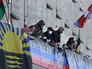Участники протестных акций на балконе здания Донецкой областной администрации Участники протестных акций на балконе здания Донецкой областной администрации