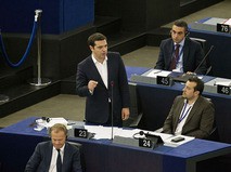 Алексис Ципрас выступает в Европарламенте