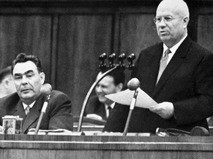 Леонид Брежнев и Никита Хрущёв на Пленуме ЦК КПСС