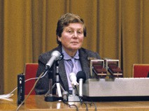 Светлана Аллилуева на пресс-конференции после возвращения в СССР в 1984 г.