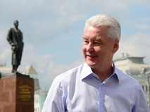 Мэр Москвы Сергей Собянин на площади Тверская Застава