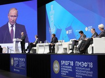 Владимир Путин выступает на пленарном заседании Петербургского международного экономического форума