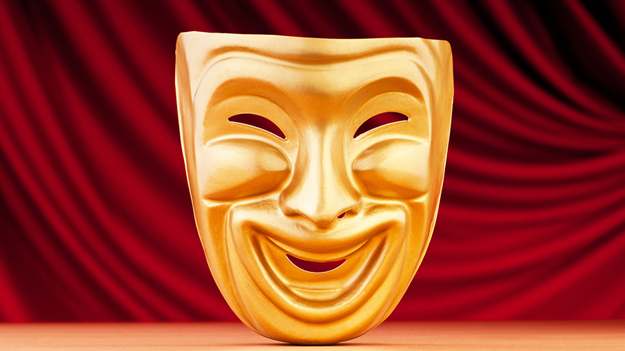 Звезда комедии маска. Золотая Театральная маска. Маска трагедии и комедии. Комедийная маска. Маска театр на красной ткани.