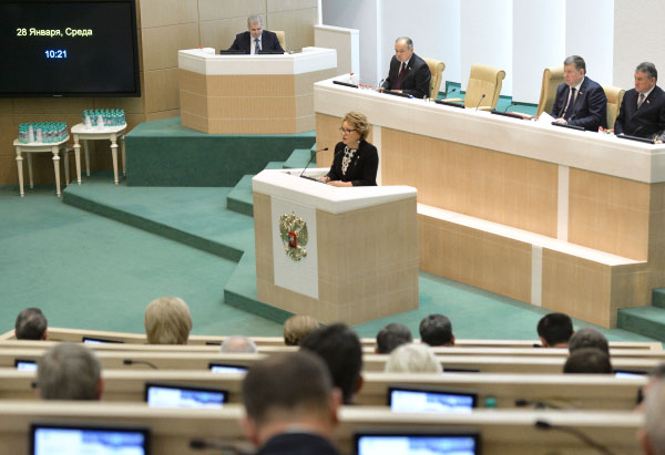 Председатель Совета Федерации Федерального Собрания РФ Валентина Матвиенко во время заседания Совета Федерации