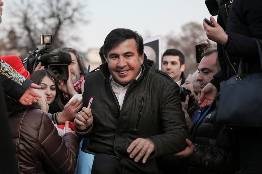 ЭКс-президент Грузии Михаил Саакашвили на митинге в Киеве