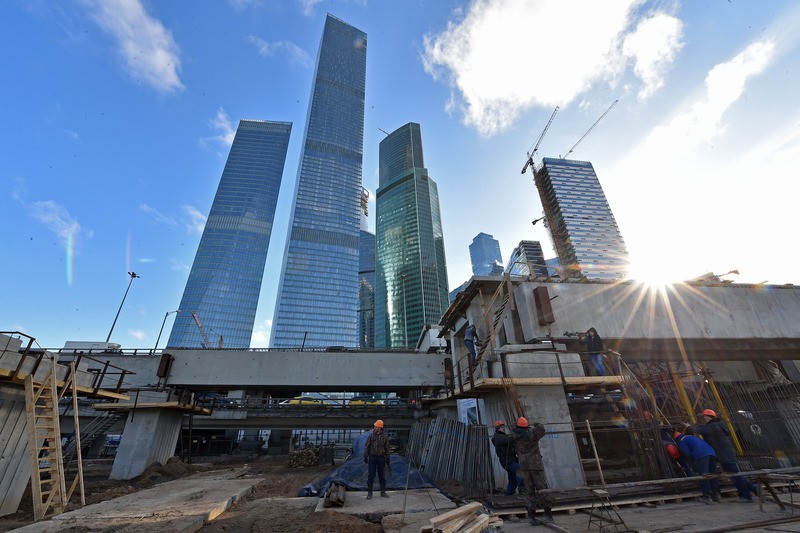 Строительство развязки возле "Москва-Сити"