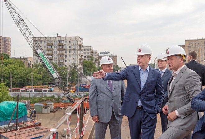 Сергей Собянин на реконструкции Волоколамского путепровода