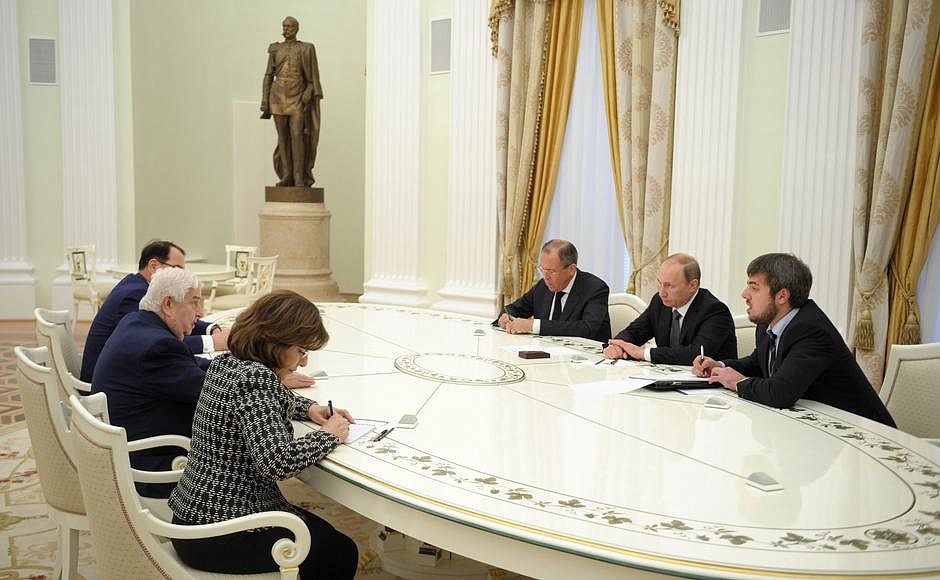 Владимир Путин принял в Кремле Министра иностранных дел Сирийской Арабской Республики Валида Муаллема
