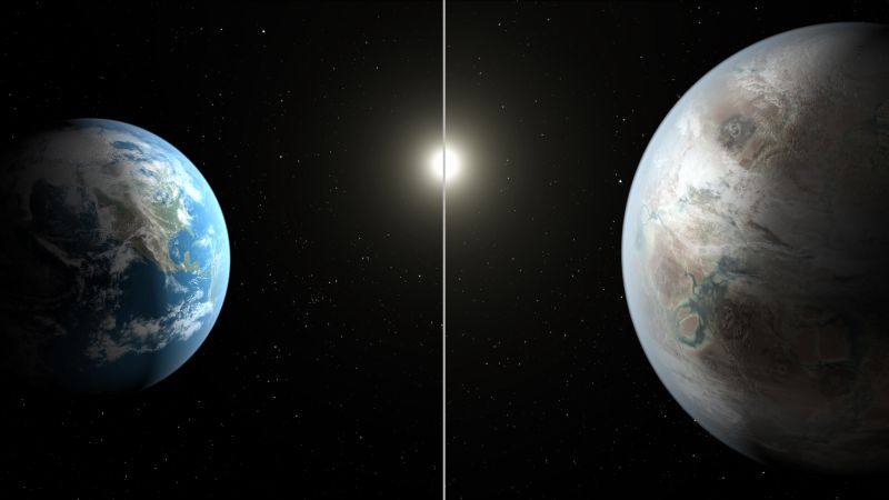 Планета Земля и планета Kepler 452b в представлении художника