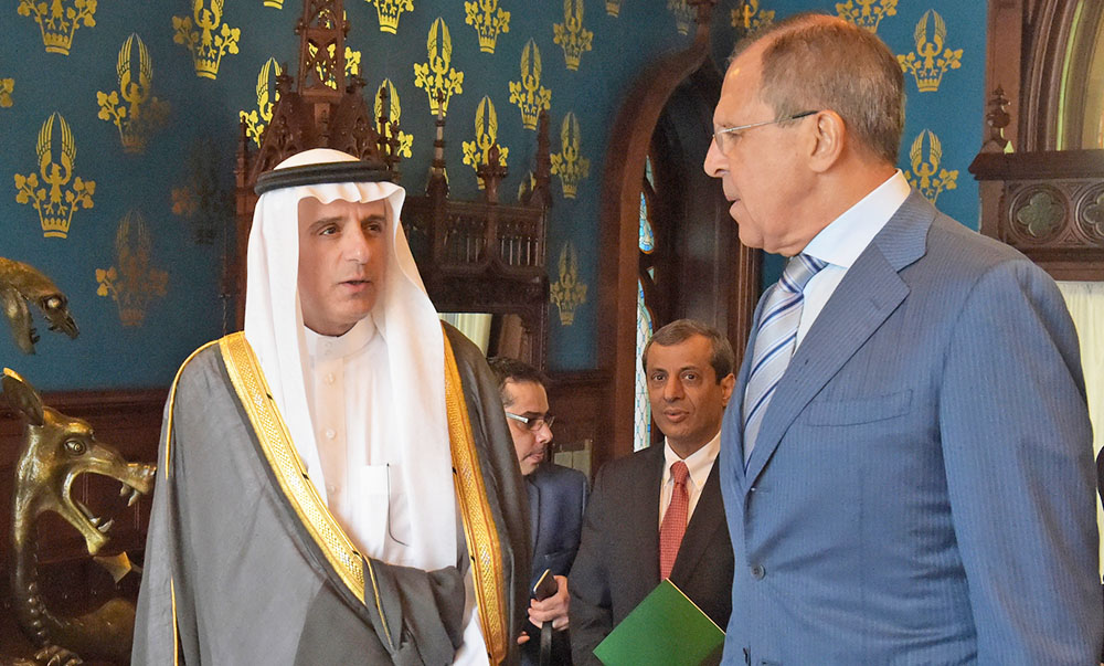 Глава МИД России Сергей Лавров и министр иностранных дел Саудовской Аравии Адель Аль-Джубейр