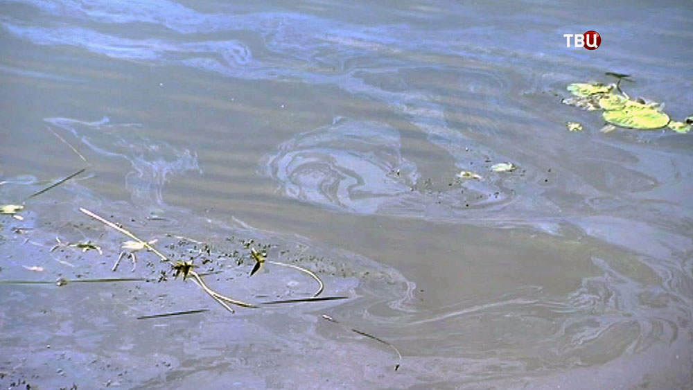 Нефтяное пятно на поверхности воды