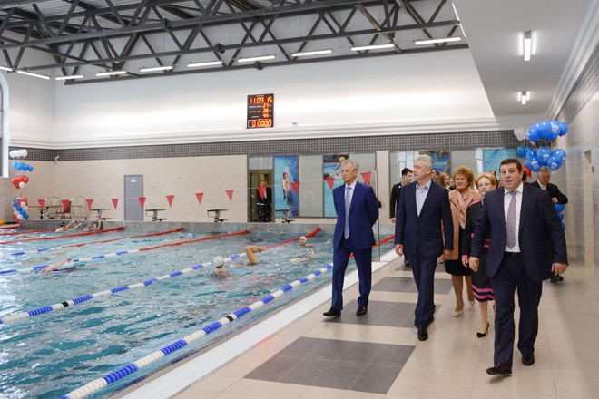 Мэр Москвы Сергей Собянин на открытии нового спортивно-оздоровительного центра