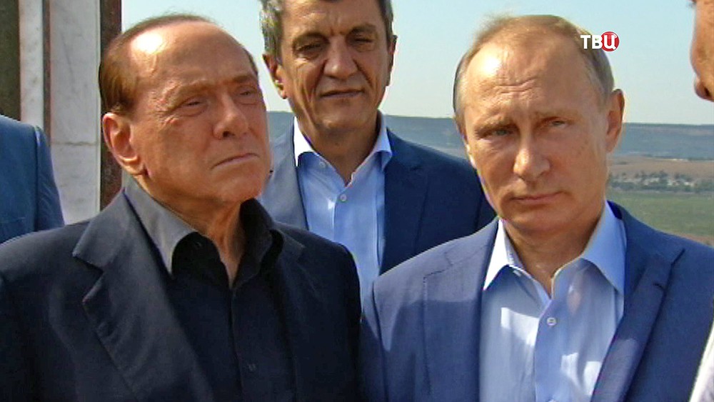 Владимир Путин и Сильвио Берлускони 