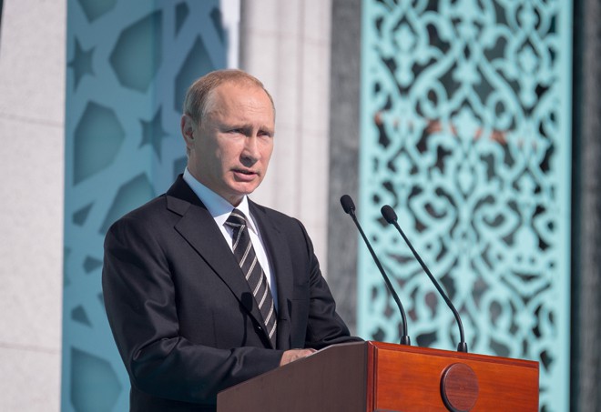Вадимир Путин на открытии Московской соборной мечети