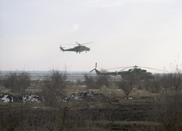 Расположение федеральных войск в районе села Первомайское, на границе с Чечней