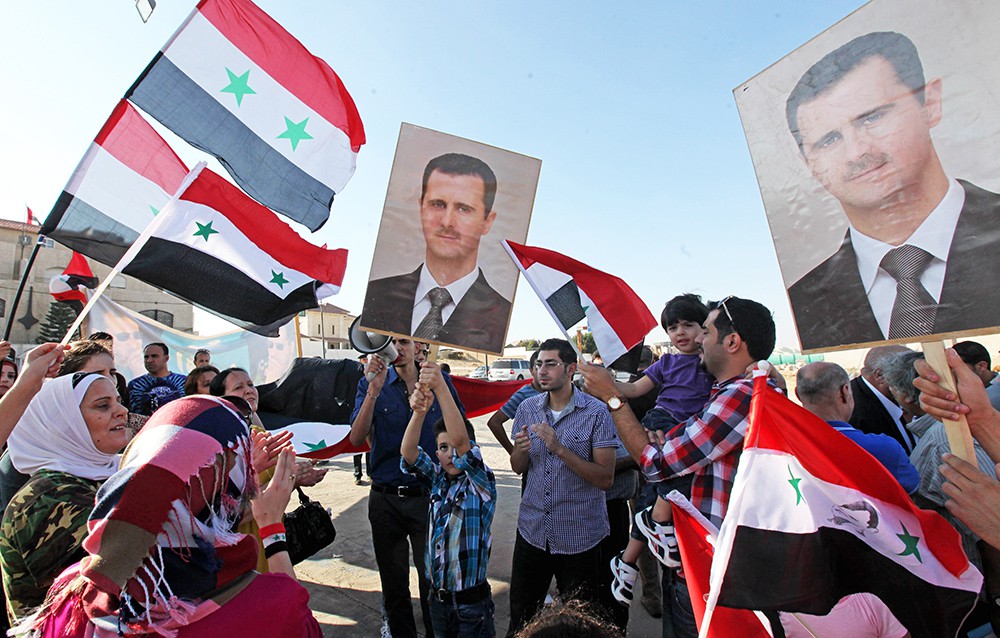 Митинг в Сирии в поддержку Башара Асада