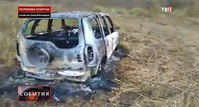 Сгоревшая машина в Татарстане 