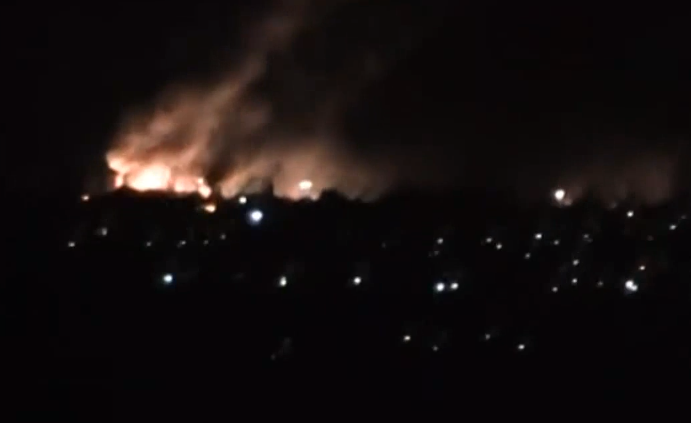 Пожар на складе боеприпасов в Луганске 