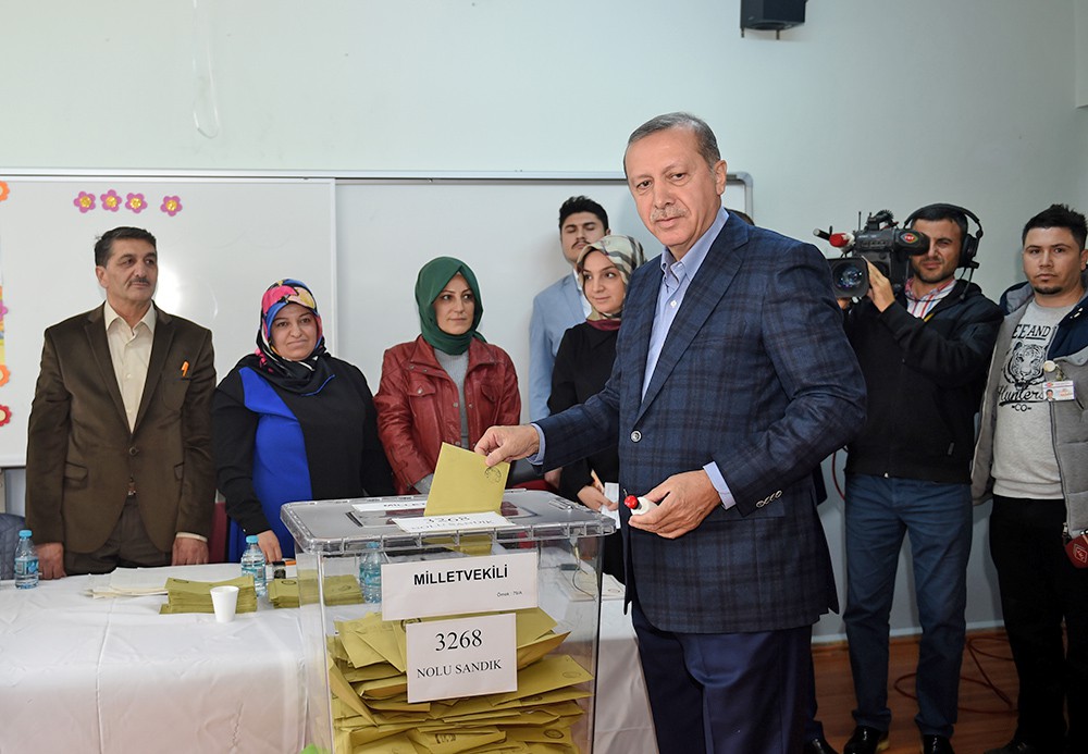 Президент Турциии Реджеп Тайип Эрдоган на выборах 