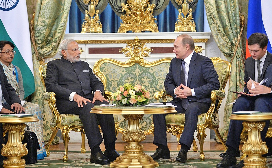 Президент России Владимир Путин и премьер-министр Индии Нарендра Моди