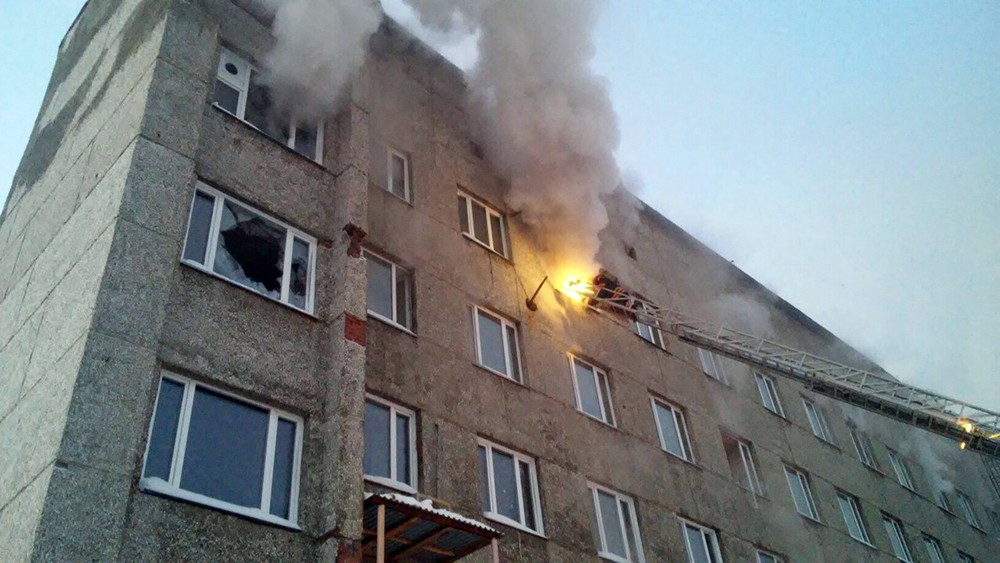 Пожар в мэрии города Дудинки в Красноярском крае