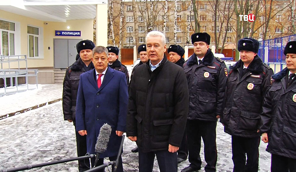 Мэр Москвы Сергей Собянин во время поздравления сотрудников полиции с профессиональным праздником 