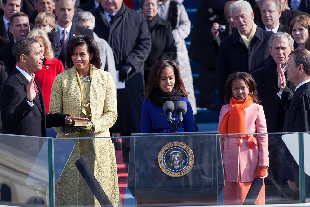 Семья Барака Обамы во время инаугурации