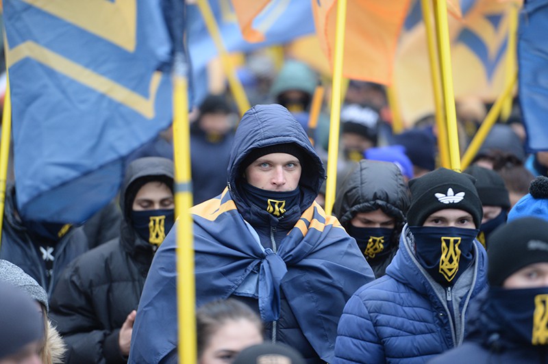 Участники акции, посвященной годовщине начала событий на Майдане