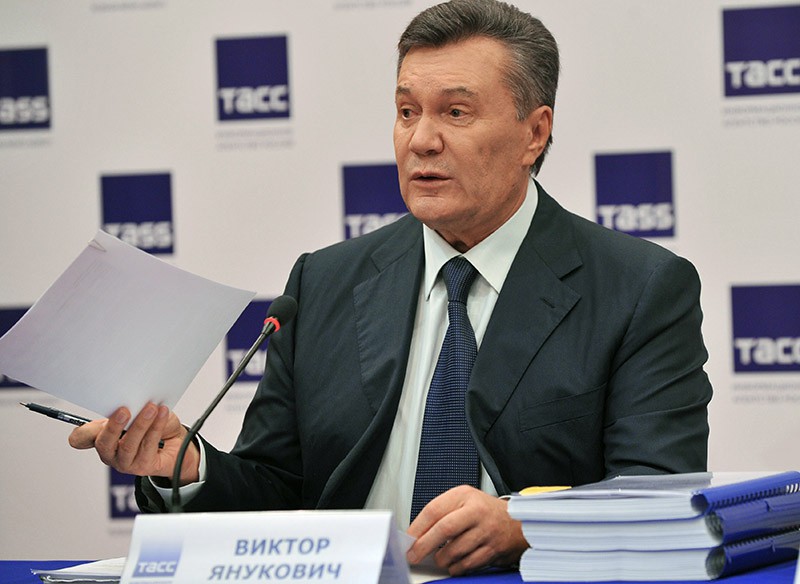 Экс-президент Украины Виктор Янукович во время пресс-конференции в Ростове-на-Дону