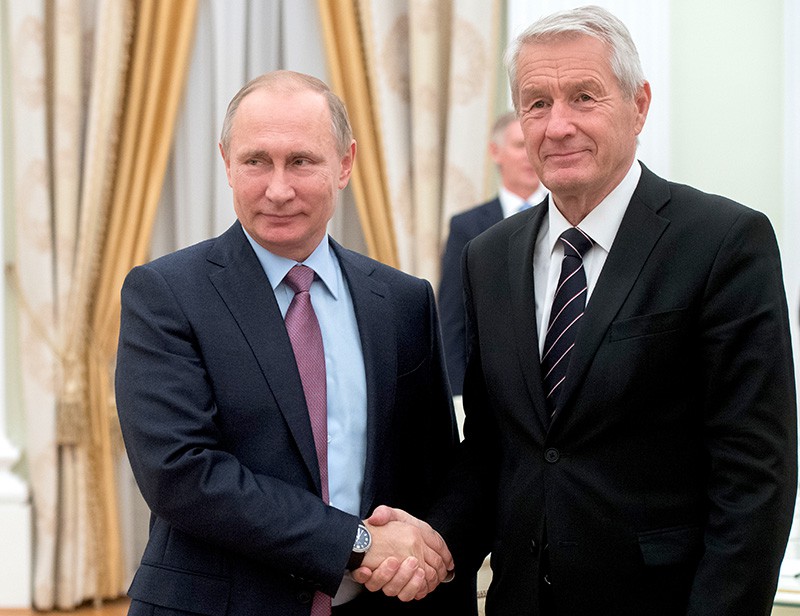 Президент России Владимир Путин и генеральный секретарь Совета Европы Турбьерн Ягланд