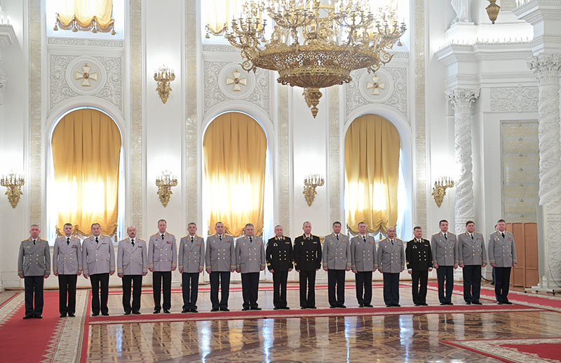 Высшие офицеры в Кремле на встрече с президентом России Владимиром Путиным