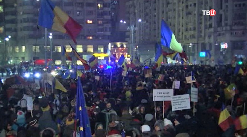 Антиправительственные протесты в Румынии